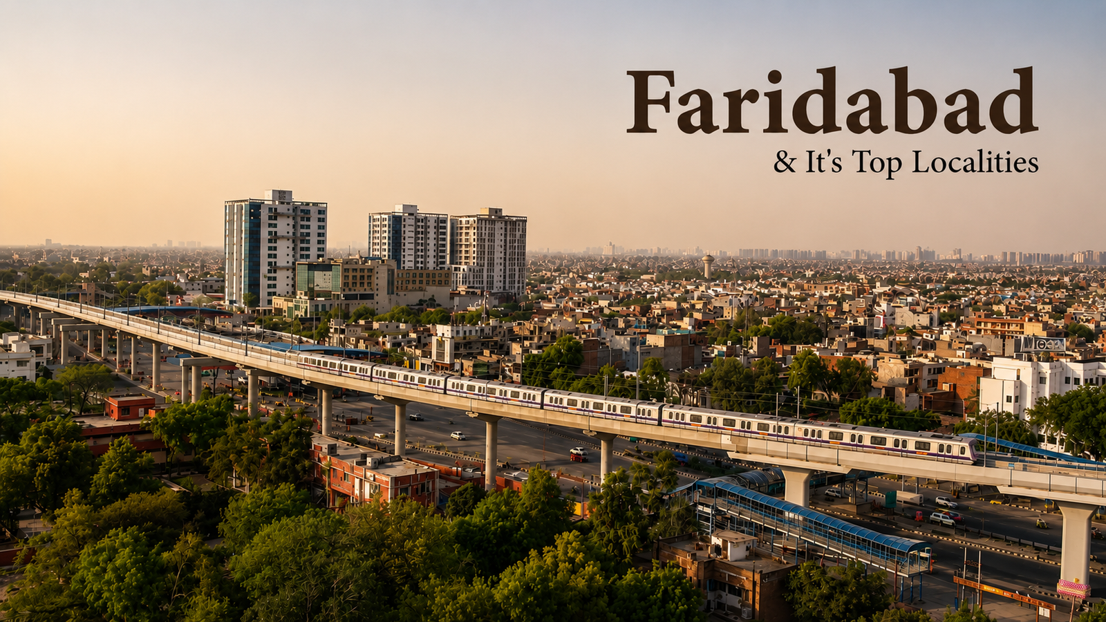 Growing city skyline representing real estate investment in Faridabad